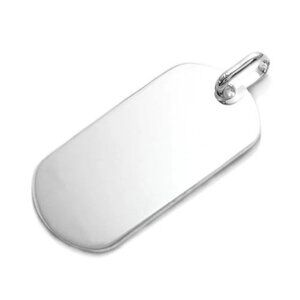 CLASSIC MIRROR POLISHED STERLING SILVER MEDIUM SIZED ENGRAVABLE DOG TAG.